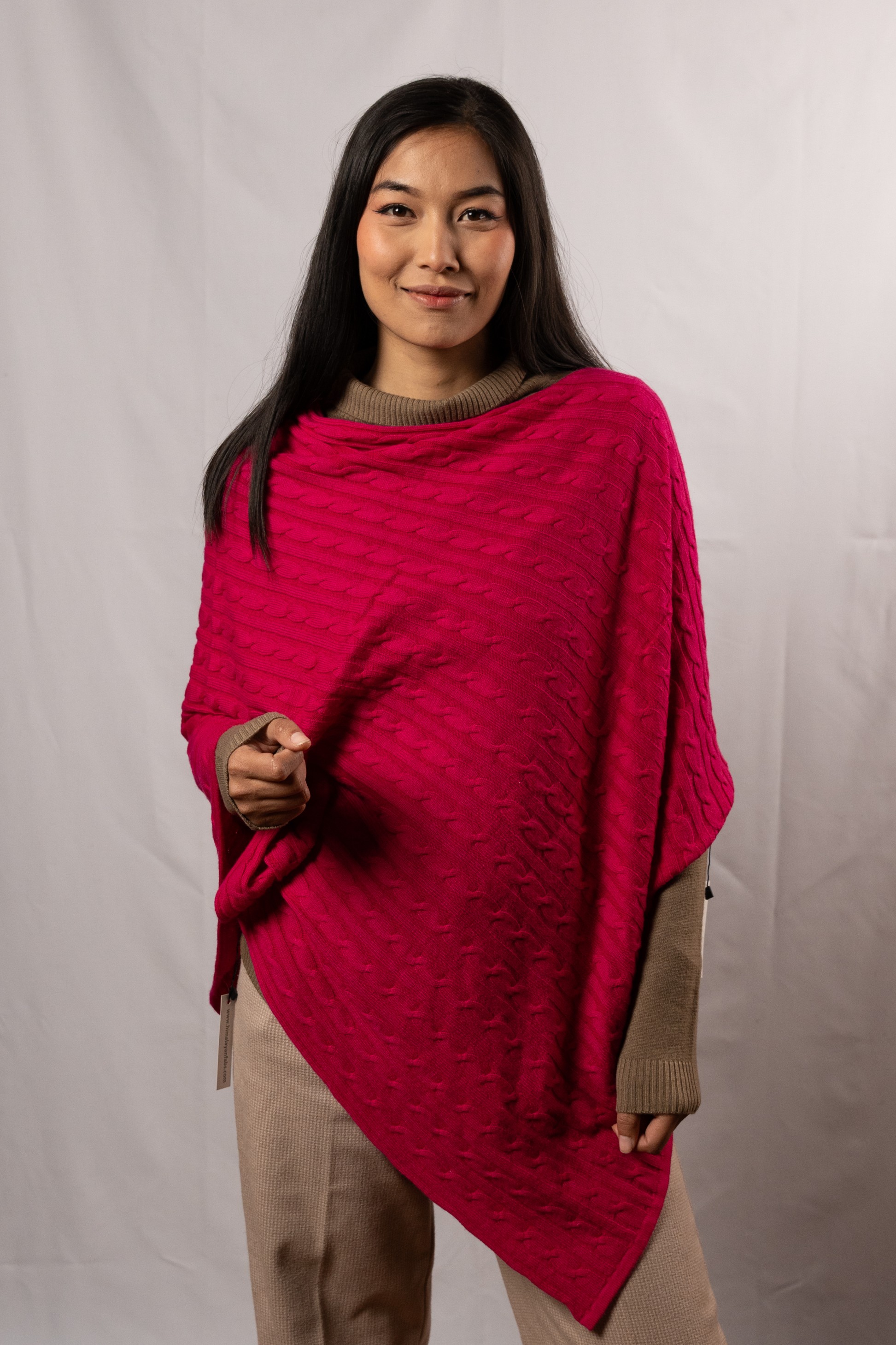  Cashmere cable  slash neck  Poncho (3065)